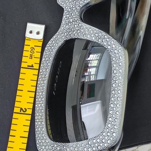 💋 Gucci Grey Rhinestone Crystal Oversize Square Sunglasses *NEW - Picture 6 of 13